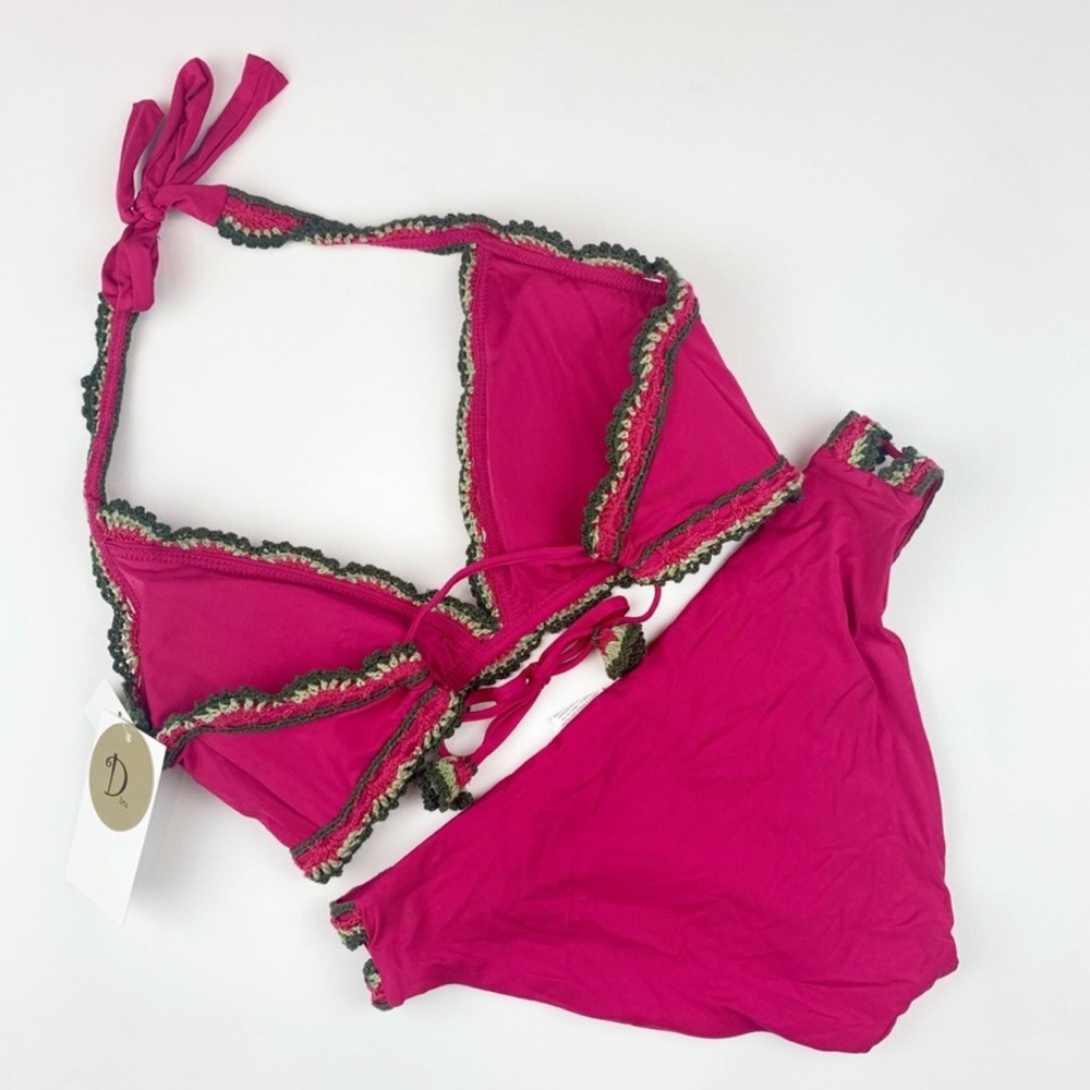 Becca Medina Crochet-Trim 2-piece Halter Bikini - Picture 9 of 11
